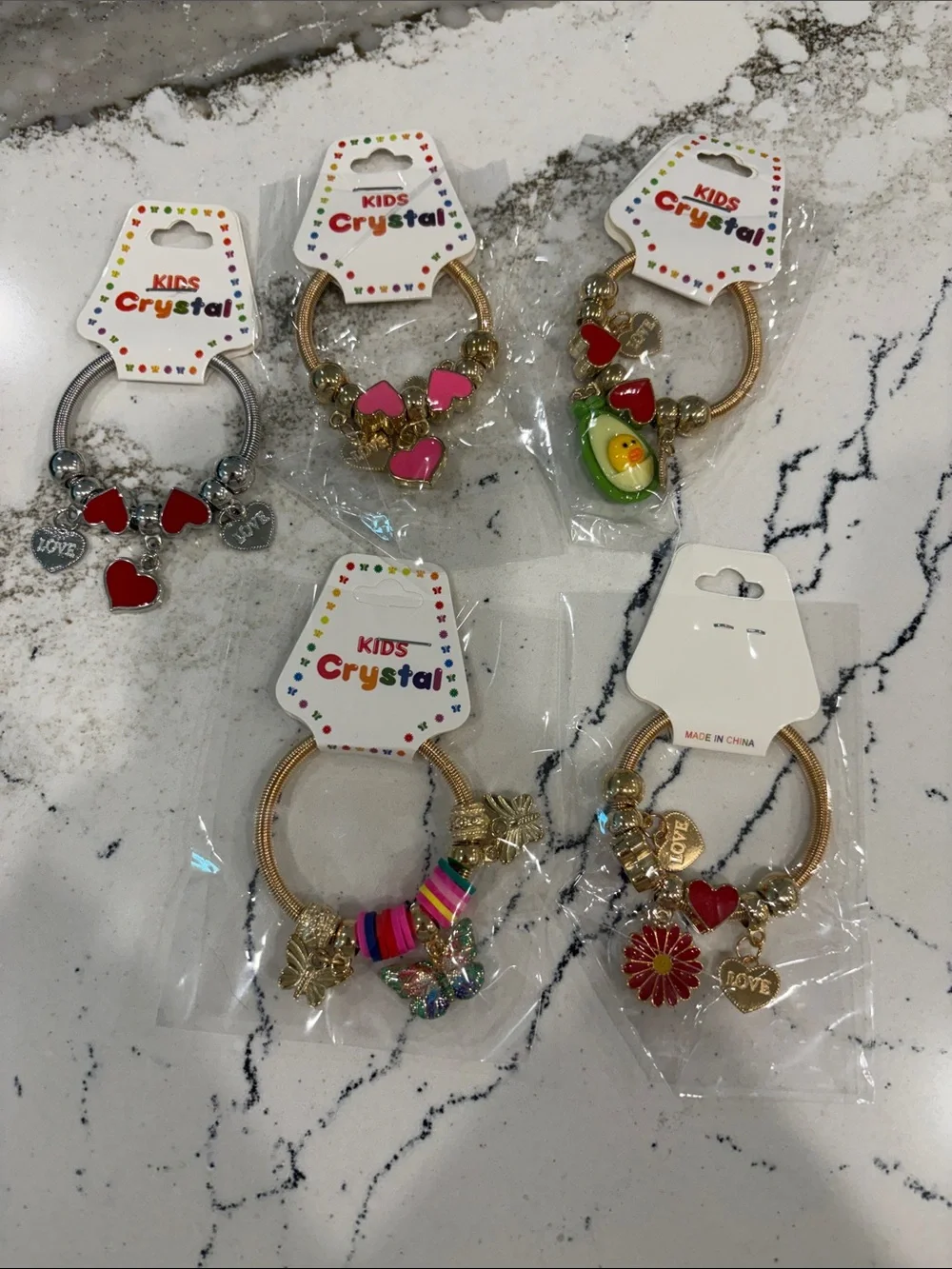 Pink & Red Heart Charm Bracelet - Kids Accessories